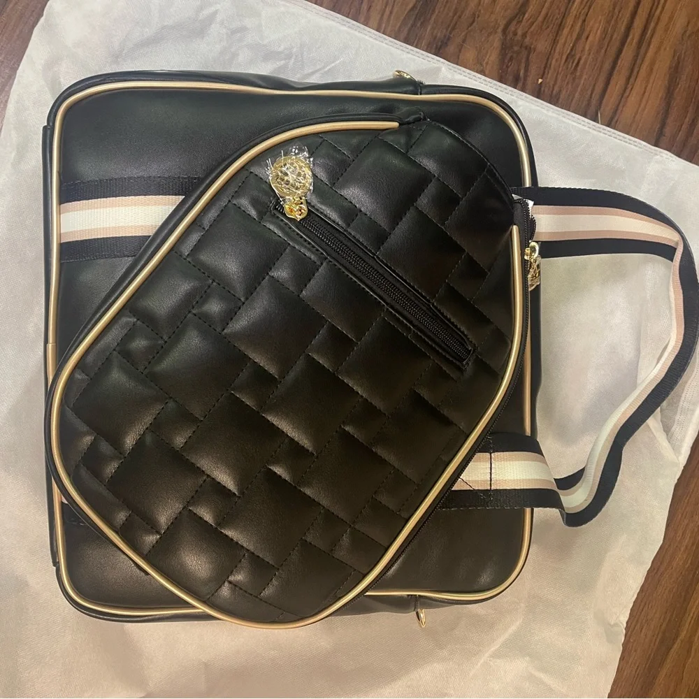 The Emily pickle ball bag by Ameliora Elegant Black Woven Tote Bag - Picture 2 of 9